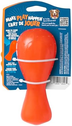 Chuckit! Bones Crunch Drumstick Treat Puzzle Dog Toy, Medium, Orange – Turkey‑Scented Drumstick‑Shaped Chew & Treat Puzzle Toy for Dogs 20–50 lb – Crunch Sound & Treat Stuffing– Pack of 1