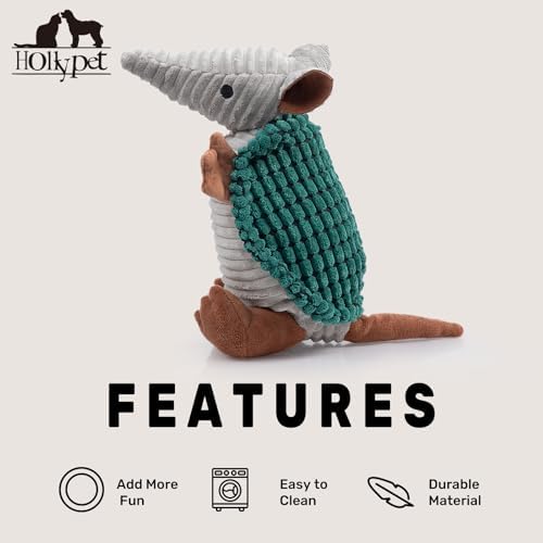 Hollypet Armadillo Squeaky Dog Toys for Medium Large Dogs, 10"