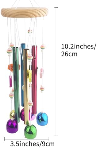 FlidRunest Bird Chewing Toys with Colorful Bells, Conure Wind Chimes Chew Toy with Colorful Stick, Bird Parrot Cage Hanging Bells Toys for Conure, Budgie, Parakeet, Cockatiel, Lovebird