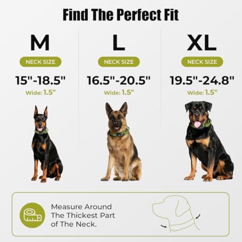 Tactical AirTag Dog Collar with Holder for Medium Large Dogs, Green, XL