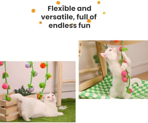 3Pcs Cat Spring Toys with Ball ,Fruit Design, Hanging Kitten Toys Pets ,Interactive Toy Cat Ball Toys with Bell ,Long Tail Elastic Soft Plush Cat Toys for Indoor Kitten and Cats (Fruit, 3pcs)