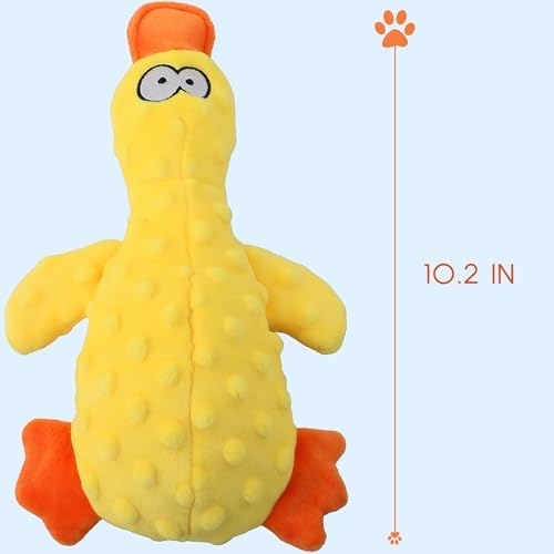 Calming Yellow Duck Toy for Mellow Dog, Interactive Crinkle Plush Stuffed Duck Toy with Quack Sound for Dogs Teeth, Anti Anxiety Comforty Toy for Small Dogs Puppy Mellow Dog