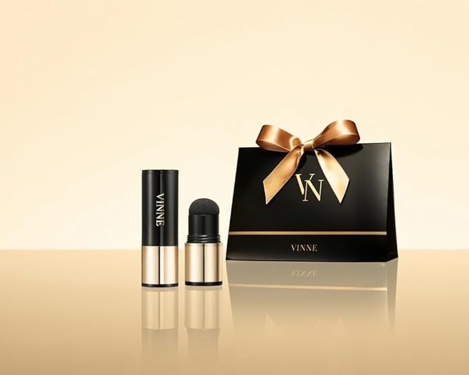 Vinne 2-Color Hair Cushion Stick: Waterproof Gray Cover, Hair Concealer, Long-Lasting Root Filler & Nutrient-Rich Care (Natural Black, Dark Brown)