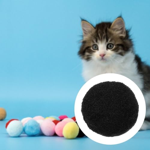 Cat Toy Pom Ball, Interactive Cat Ball Toys Fuzzy Pompoms (Plush, 1.2Inch, 30Pcs, Black) for Kittens Pet Enrichment Training Play Indoor