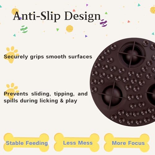 PEDAY Nonslip Silicone Dog Slow Feeder Lick Mat with Rolling Balls
