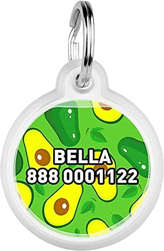 Personalized Pet ID Tag for Dog Cat with QR Passport Global Search System of Lost Pets - Personalized Dog Tags Cat Name Tags - Avocado