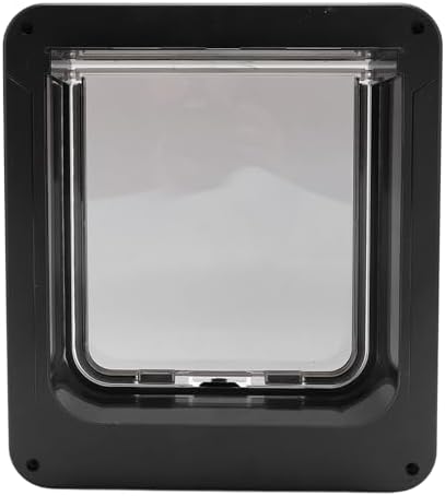 Ymiko Automatic Cat Door with Smart Unlocking, Weatherproof Pet Entry Exit System, Rechargeable Battery Operated, Controlled Access for Cats, Home Use 210mAh (Black + Remote Control)