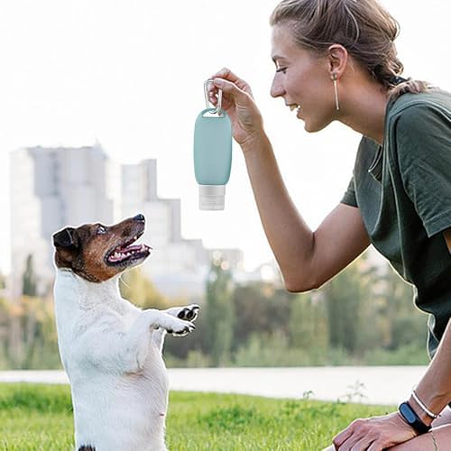 Refillable Silicone Travel Bottle for Dog 3oz (90ml) | Small Refillable Squeeze Bottles with Carabiner | Food-Safe Material