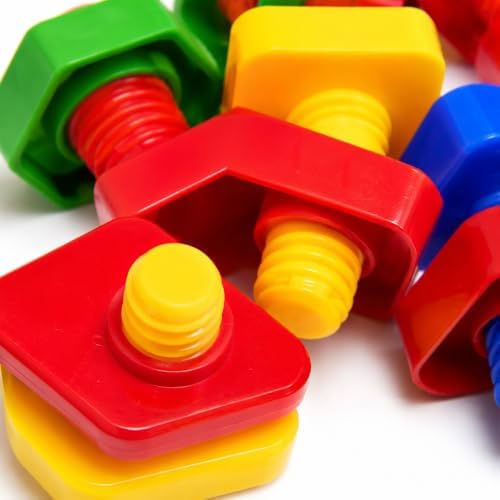 Bonka Bird Toys 3505 Pk6 Huge Nuts and Bolts Colorful Enticing Large Screw Interactive Foot Beak Throw Parrot Cockatoo Amazon African Grey Macaw Hyacinth