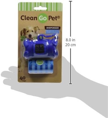 Clean Go Pet Bone Dog Waste Bag Holder, Clip and Two Rolls of Durable, Leakproof Black Plastic Poop Bags