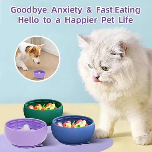 Deep Green Slow Feeder Dog Bowl for Large Breed & Puppies - Prevents Bloat & Improves Digestion - Non-Slip Dog Puzzle Toy with Suction, Made of Food-Grade Silicone(Only for Small Dogs)