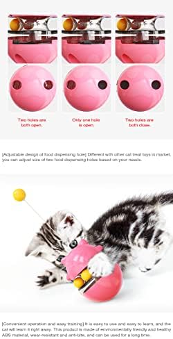 CYBERNOVA Interactive Wobble Cat Toy with a Teaser Wand, Built -in Treat Dispenser/Pet Puzzle Toy/Slow Feeder for Cats and Kitten (Pink)