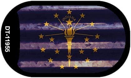 SMART BLONDE Indiana Corrugated Flag Novelty Dog Tag Necklace DT-11955