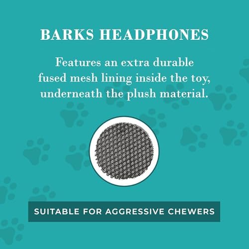 Haute Diggity Dog Barks Headphones Plush Dog Toy, Funny Parody Chew Toys