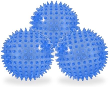 Squeaky Spiky Dog Balls for Teeth Cleaning & Gum Massage 2 Inch Puppy Small Dogs Blue | Spiny TPR Rubber Chew Toys for Fetch Play Interactive Bouncy Dental Balls BPA Free Nontoxic Floats - 3 Pack