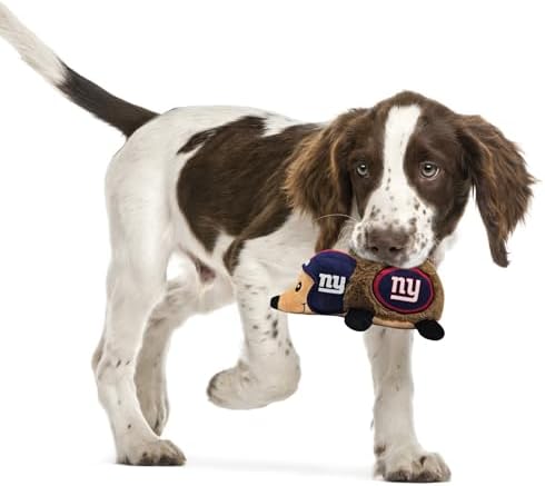 NFL New York Giants Plush Hedgehog Toy for Dogs & Cats, Cool Soft Pet Toy for Fun and Interactive Play, Dog Chew Toy with Squeaker, Licensed Hot Pet Toy