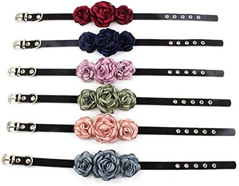 Valentines Flower Dog Cat Collar - Suede Puppy Wedding Collar for Kitten Small Dogs - Chihuahua Yorkie Clothes Accessories Costume Outfits, Adjustable Buckle (Salmon Pink, Size M)