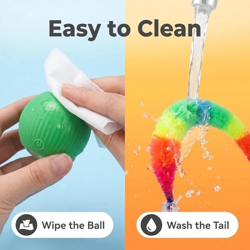 Interactive Rolling Cat Ball Toy, Rechargeable Automatic Moving Pet Toy with Smart Obstacle Avoidance & 3 Play Modes, Self Activated Chase Toy for Indoor Cats, Kittens & Small Dogs (Green