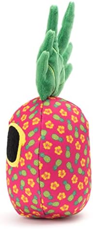 The Worthy Dog Icons Pattern Tough Plush Squeaky Dog Toy, Pineapple
