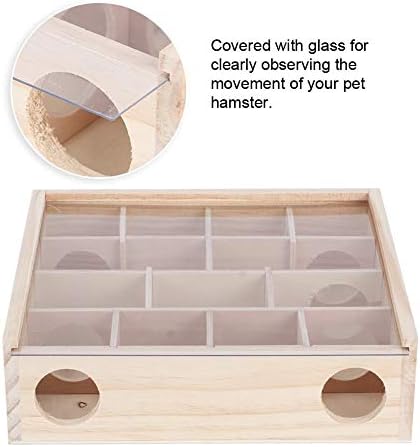 Hamster Maze Toy, Wood Rat House with Organic Glass Interactive Intelligent Small Pet Toy for Rat Hamsters