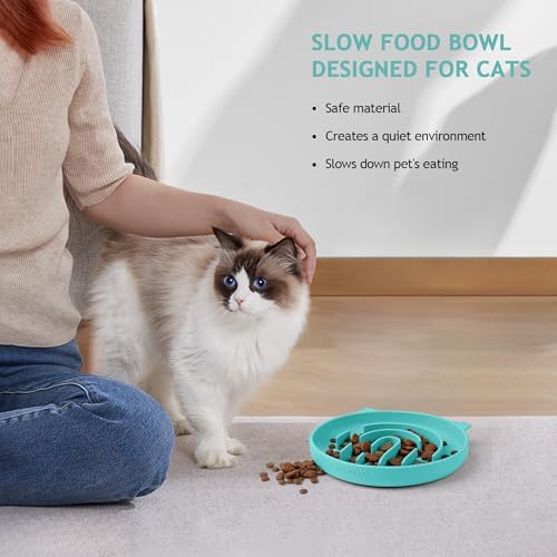 Coomazy Slow Feeder Cat Bowl Silicone Pet Puzzle Feeder for Slow Eating