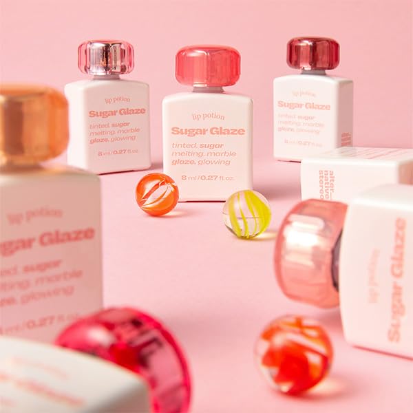 Lip Potion Sugar Glaze Tint | K-Beauty High-Shine & Long-Lasting Lip Tint | Hydrating, Non-Sticky Glossy Finish | 7 Shades | 0.3 Oz (No.10 Wine Ball)