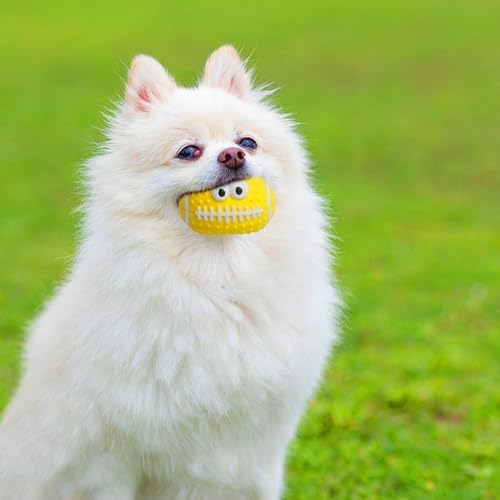 Squeaky Dog Football Toys, Natural Rubber Dog Toys Footballs 6 Pcs, Interactive Footballs Dog Balls for Teething Puppies Small Medium Dogs Outdoor Playing Fetching Training