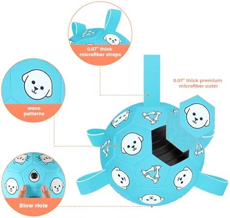 8 Inch Dog Soccer Ball with Straps, Jolly Ball for Medium Dogs