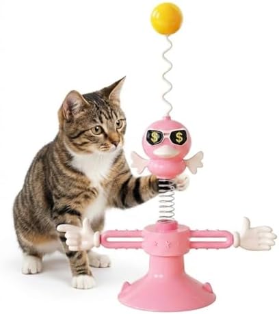 Interactive Cat Spring Toy for Indoor Cats – Immersive Hunting 3-in-1 Cat Puzzle Toy with Treat Dispenser & Track Ball – Boredom Buster Kitten Toys for Exercise, Mental Enrichment & Fun