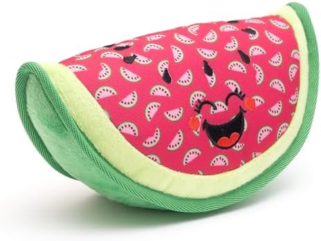 The Worthy Dog Icons Pattern Tough Plush Squeaky Dog Toy, Watermelon