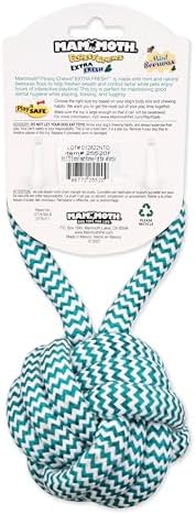 Mammoth Flossy Chews Extra Fresh Monkey Fist Ball with Handle Premium Cotton-Poly Interactive Dog Rope Toy Fetch Toy for Small to Medium Dogs - Medium, 3.75''