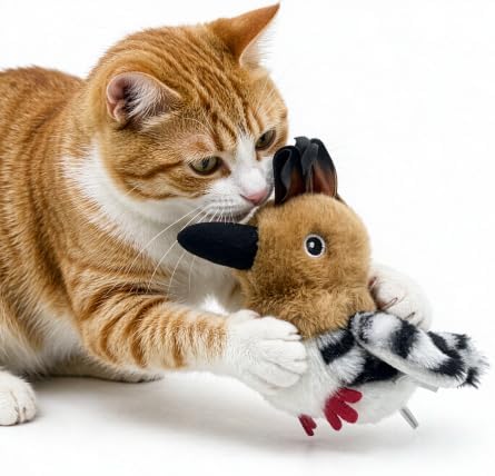 Flapping Parrot Cat Toys, Talk and Speak Birb Toy, Lifelike Bird Chirp