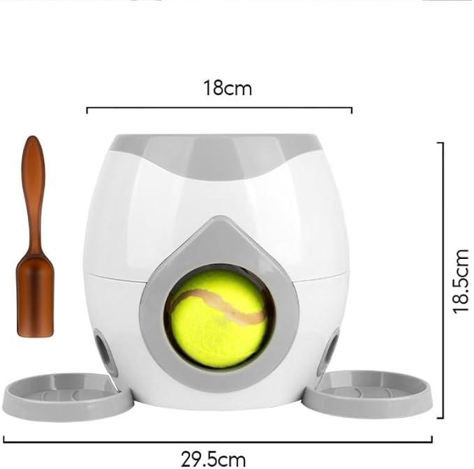 Dog Tennis Ball Launcher with Treat Dispenser, Interactive Puzzle Toy for Dogs, 2-in-1 Fetch Training Machine, Slow Feeder Reward Toy for Medium Large Dogs Indoor Outdoor(C)