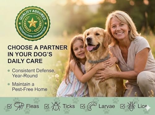 Flea and Tick Prevention for Dogs - Flea Collar - 4 Count - Adjustable