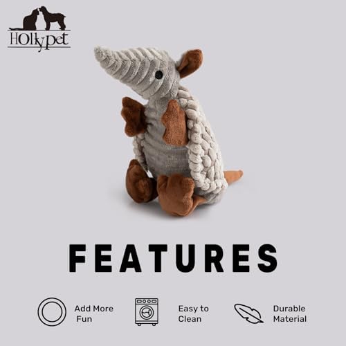 Hollypet Armadillo Squeaky Puppy Dog Toys for Small Medium Dogs, 8"