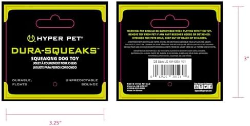 Hyper Pet Dura-Squeaks Stick Dog Toy, Large, Green, (Pack of 12)