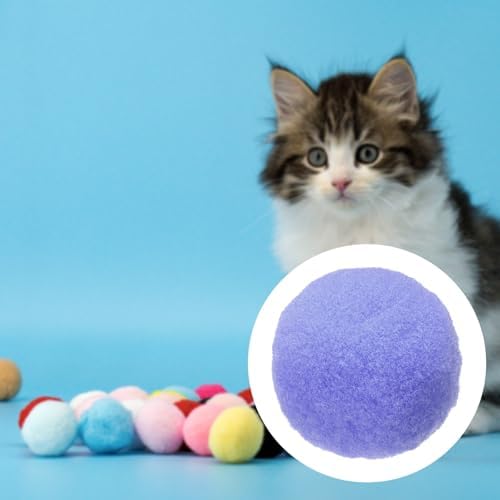 Cat Toy Pom Ball, Interactive Cat Ball Toys Fuzzy Pompoms (Plush, 1.2Inch, 30Pcs, Purple Tones) for Kittens Pet Enrichment Training Play Indoor