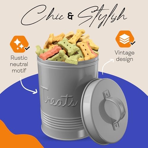 Amici Home Retro Treats Gray Canister, Grey-72, Large/72 oz, White