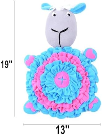 Pet Snuffle Mat Dog Foraging Food Mats Interactive Feeding Puzzle Toy Animal Design Fleece Slow Feeder Treat Dispenser for Dogs Rabbits Guinea Pigs (Sheep)