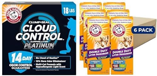 Arm & Hammer Cloud Control Platinum Multi-Cat Clumping Cat Litter with Hypoallergenic Light Scent, 14 Days of Odor Control, 18 lbs +Cat edo