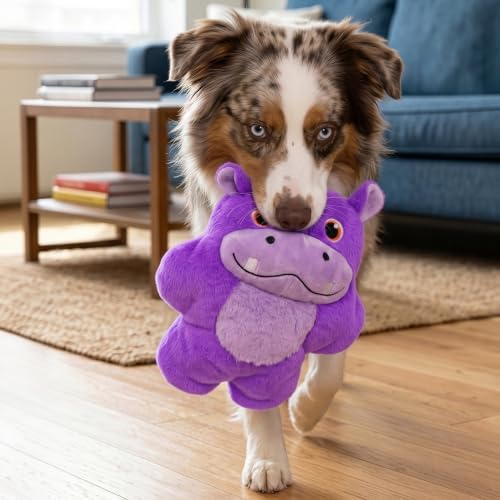 KONG Snuzzles Dog Toy X-Large – Plush Squeaky Dog Toy for Large Breeds – Ultra-Soft, Crinkle Sounds, Durable Interactive Dog Chew Toy for Medium & Large Dogs (Hippo)
