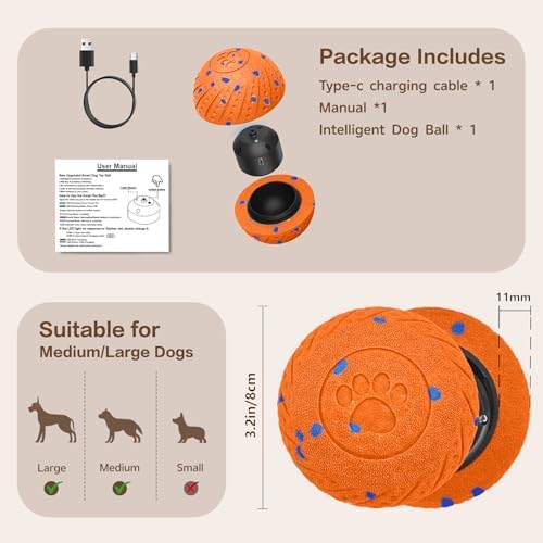 Interactive Dog Ball, Smart Interactive Dog Toys for Medium and Large Dogs