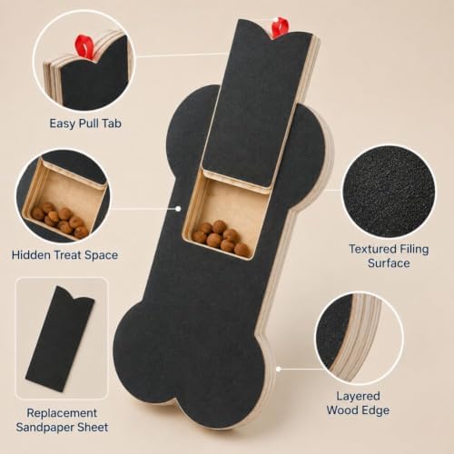 Nail Scratch Board with Treat Box, Bone Shape Scratch Pad for Dogs,1PC
