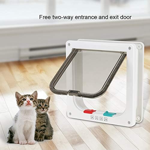 Pet Door 4 Way Lockable Cat Door Magnetic Cat Dog Flaps Smart Pet Flap Door Automatic Lock Cat Dog Gate for Window and Porch Use for Pet Cat Puppy