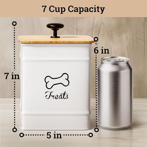 Dog Treat Container with Airtight Bamboo Lid, 5"W x 7"H, 7 Cup Capacity