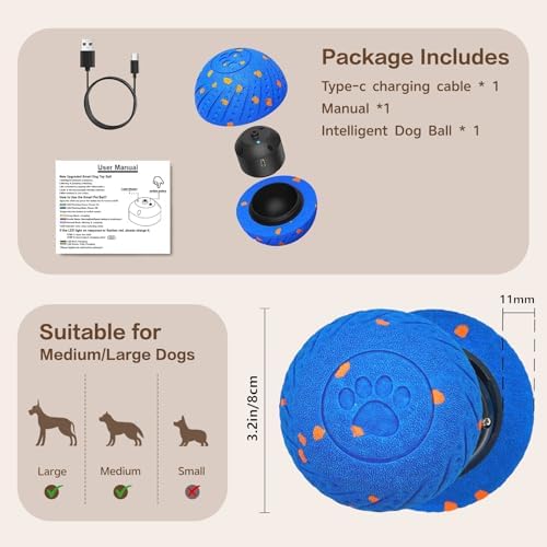 Interactive Dog Ball, Smart Interactive Dog Toys for Medium and Large Dogs