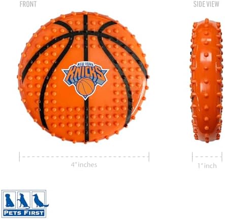 Pets First NBA NY Knicks Hard-Nylon Bacon-Flavored Basketball Chew Toy, Indestructible Dog and Cat Chewy Toy, Tug, Fetch Toy, Sporty Fun Toy for Dogs