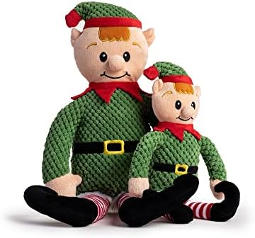 fabdog Floppies Plush Dog Toys - Cute Holiday-Themed Squeaky Dog Toy - Best Squeak Toy for All Breeds | Ideal Small Elf