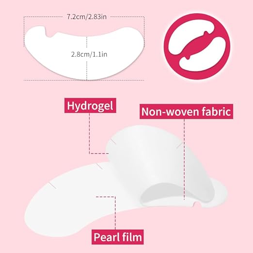 50 Pairs U-Shaped Hydrogel Eye Pads for Lash Extensions – Ultra-White, Rose-Scented, Ultra-Thin & Anti-Allergic Under Eye Gel Patches – Professional Eyelash Extension Supplies by ShiTianQianYe