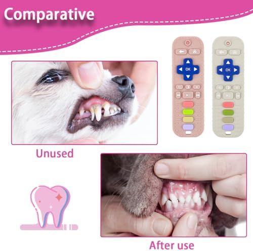 2 PCS Dog Teething Toys, TV Remote Control Shape Chew Toys for Training and Cleaning Teeth, Interactive Teether for Small Medium Dogs